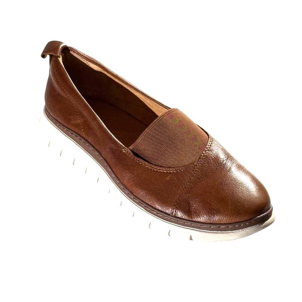 Vionic Fresh Liden Womens Casual Slip-On Shoes Size 7 Brown Leather With White R - Picture 1 of 11